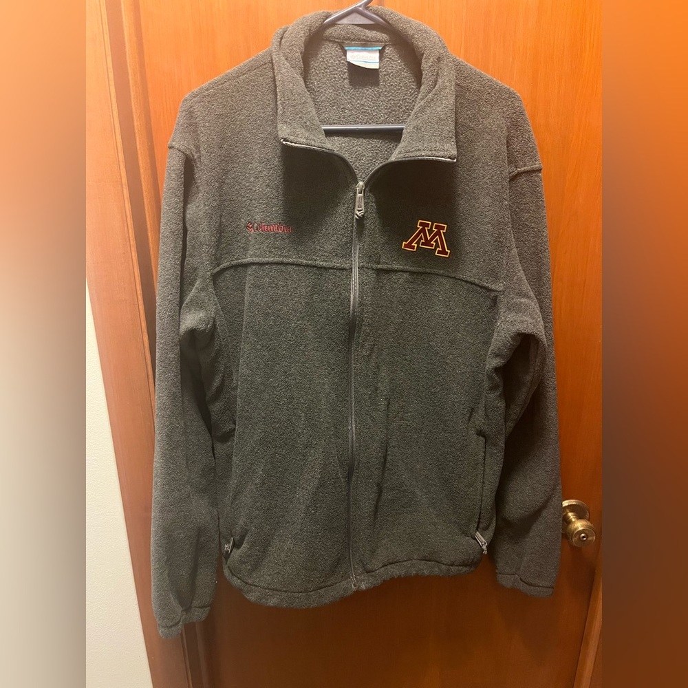 Columbia Dark Gray Fleece Jacket with University of Minnesota Embroidered Logo
